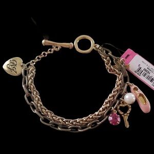 BETSEY JOHNSON Vintage Ballerina Ballet Dancer Antiqued Charm Bracelet NEW NWT